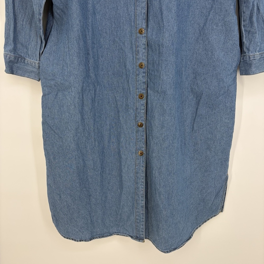 Western Boho Women's Shirt Dress‎ XL Farmhouse Chic Denim Maxi Midi Blue Western - Picture 2 of 15